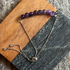 Handmade Amethyst Beaded Bolo Bracelet